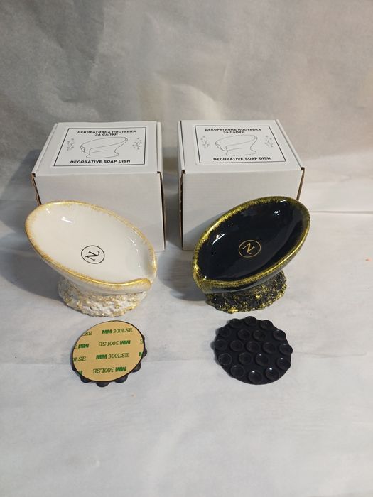 Дизайнерски поставки за сапун от декоративен бетон с канал за отичане