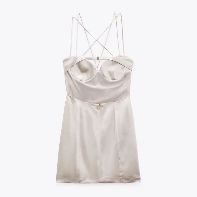 Нова рокля Zara, S, цвят шампанско, с етикет