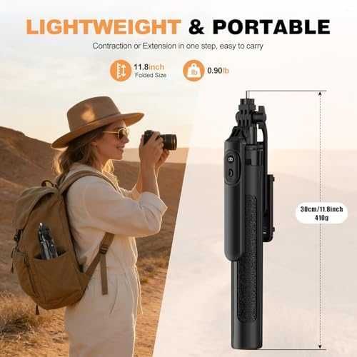 Нов Селфи Стик Трипод с 2 LED Лампи Bluetooth Пулт 360° Ротация за снимки фото