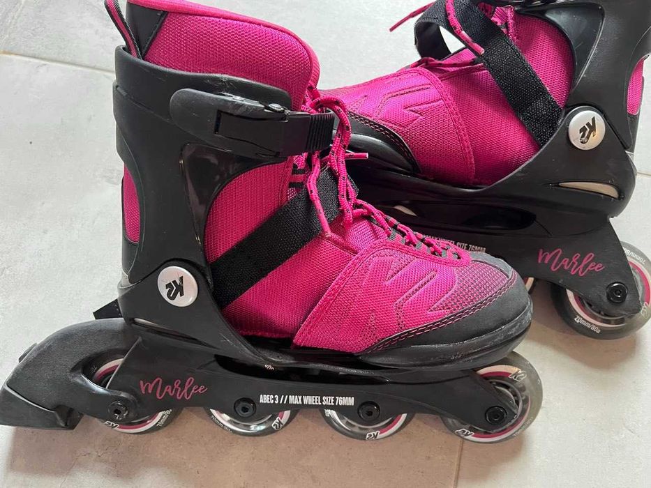 Ролери INLINE К2 32-37 GIRL, Шлем, наколенки, налакътници, ръкавици