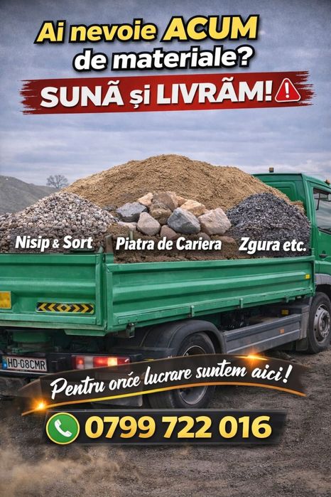 Aducem la.comanda nisip sort balast etc