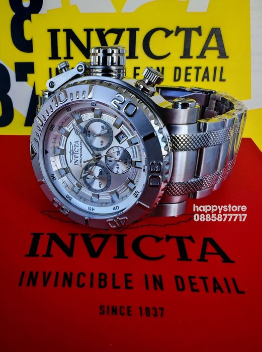 INVICTA Chrono Full metal Silver 52 mm, Инвикта нов ръчен часовник