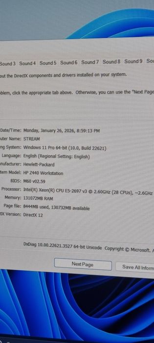Pc calculator Video AI 3D - HP Z440 - Xeon 14c - RTX 3080 128G ram