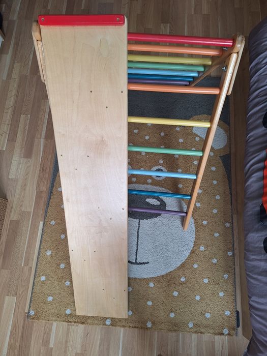 Triunghi Pikler mare + rampă + husa cort | lemn masiv stabil