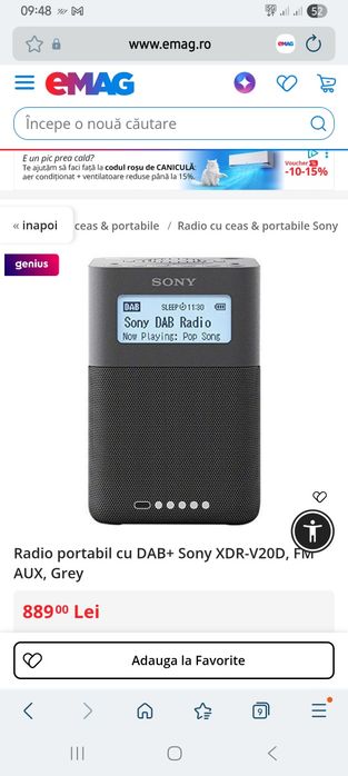 Radio portabil Sony XDR-V20D RDS Dab+Fm