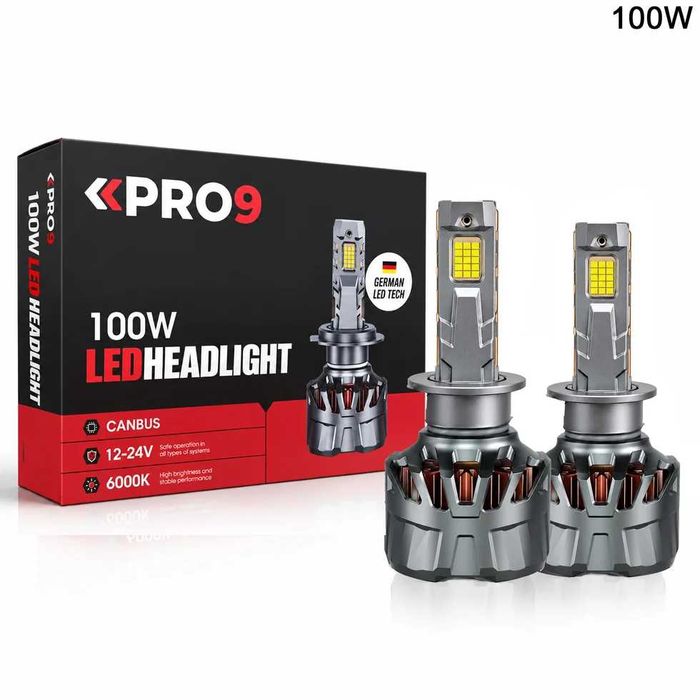 LED крушки H1 100W 6000K 16000lm 12-24V 2 ГОДИНИ ГАРАНЦИЯ