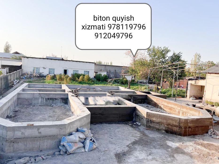 Beton quyish hizmati sifatli hamyon bob arzon narhda kuyamiz