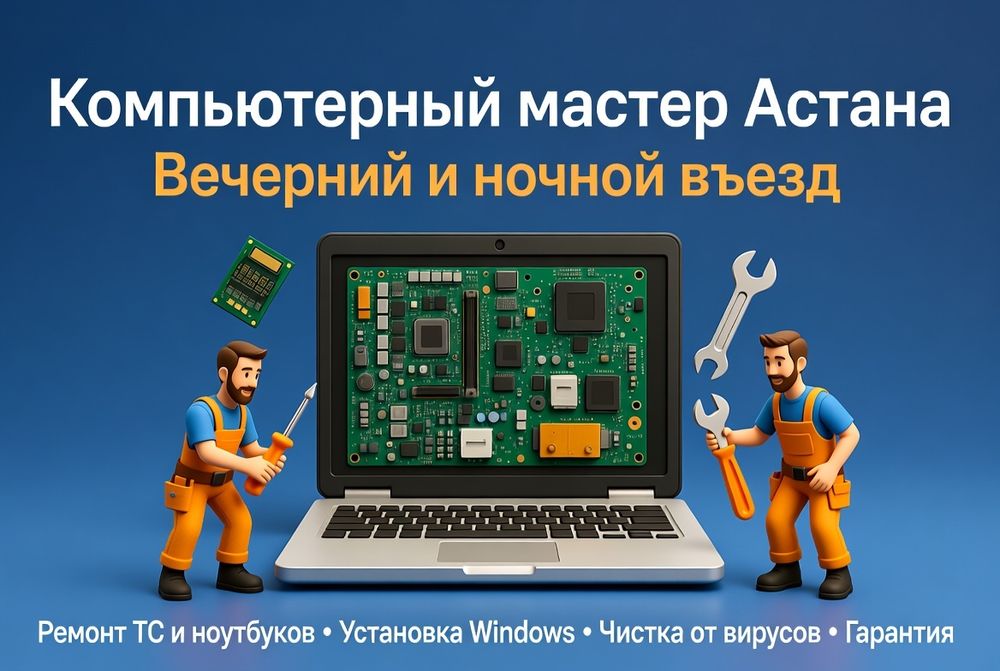 Компьютерный мастер в Астане • Выезд вечером и ночью