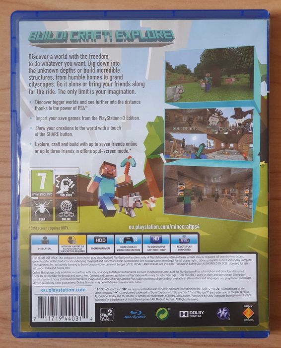 Minecraft PlayStation 4 Edition PS4 Плейстейшън 5 PS5 диск игра