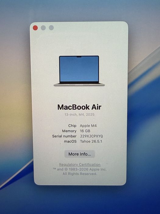 MacBook Air M4 13inch 256GB Silver в гаранция