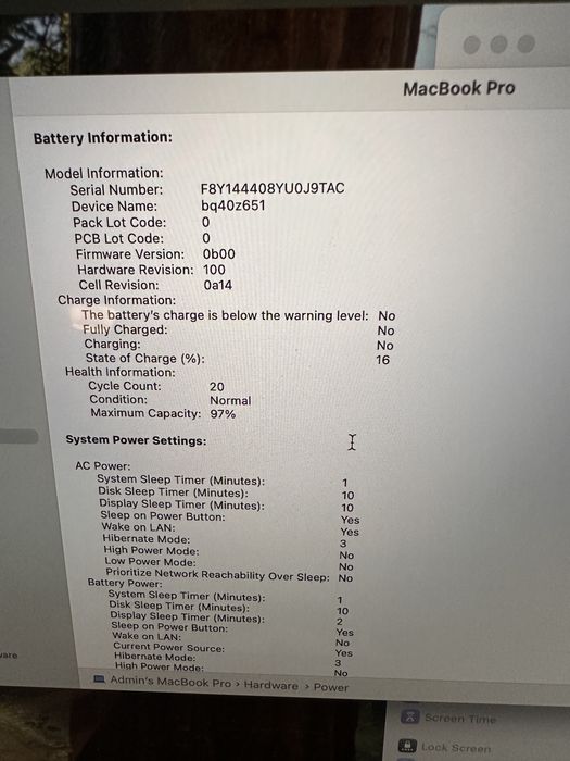 Laptop Apple MacBook Pro M1 Max 16” 2021 ca nou 20 cicluri incarcare