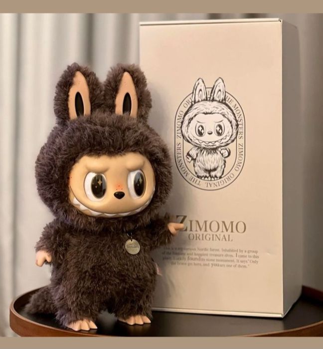 Голямо Лабубу Zimomo, Бяло/Кафяво, Labubu Zimomo 38см