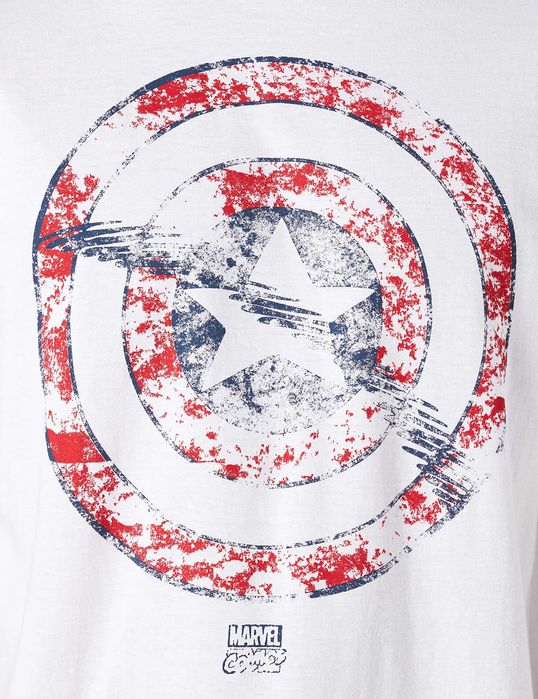 Нова бяла мъжка тениска на Marvel Captain America XL с етикет