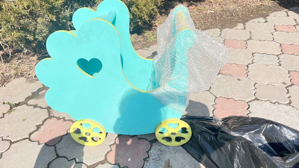 Деревянная коляска для кукол для девочек