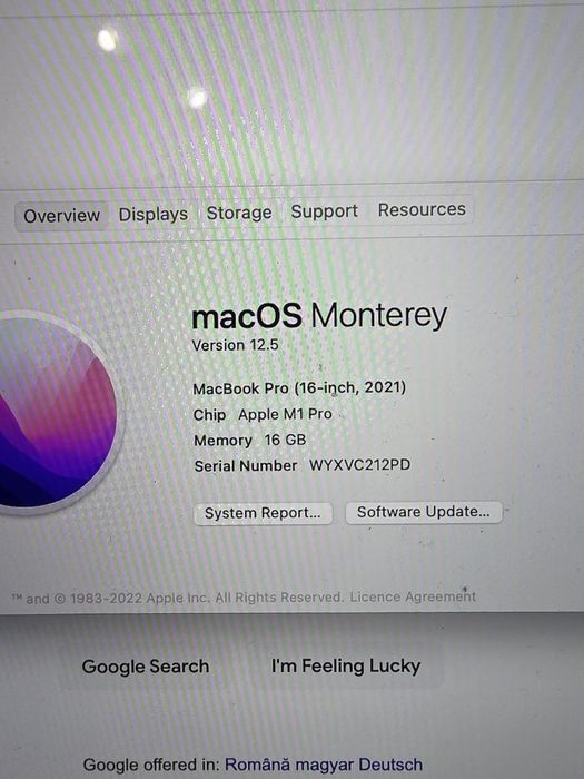 Vand MacBook Pro M1 16 inch inca in garantie