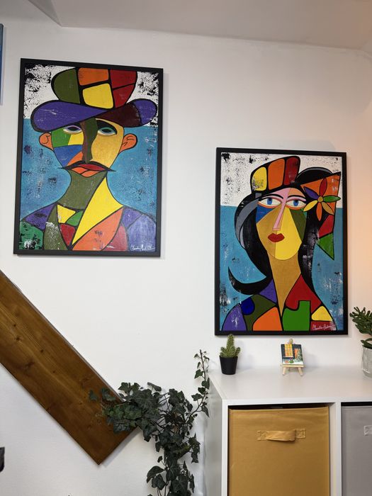 Set tablouri in acrilic Familia cubista