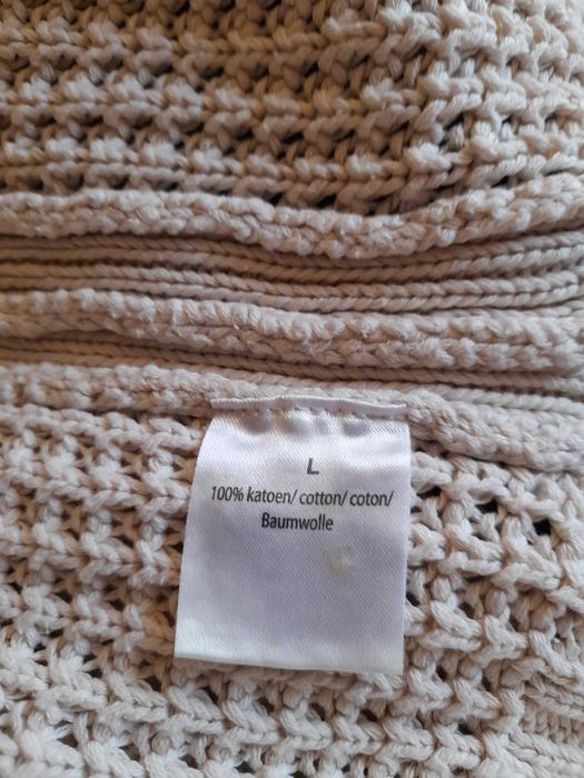 Jerseu lung dama, tricotat din bumbac bej, City Life fasion, marimea L