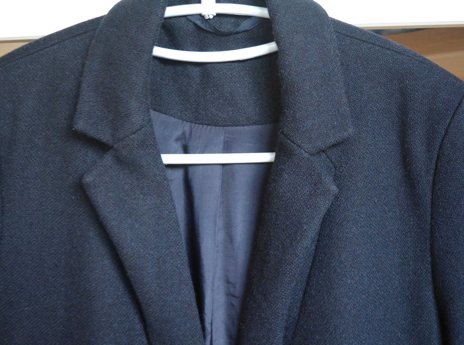 Тъмно синьо палто Samsoe Samsoe 60% Вълна