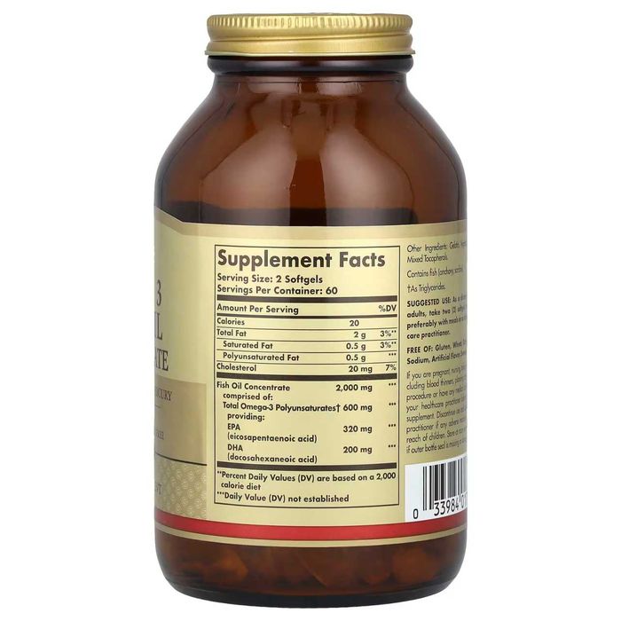 Solgar Omega-3 Concentrate 120 Softgels – Original, Yangi