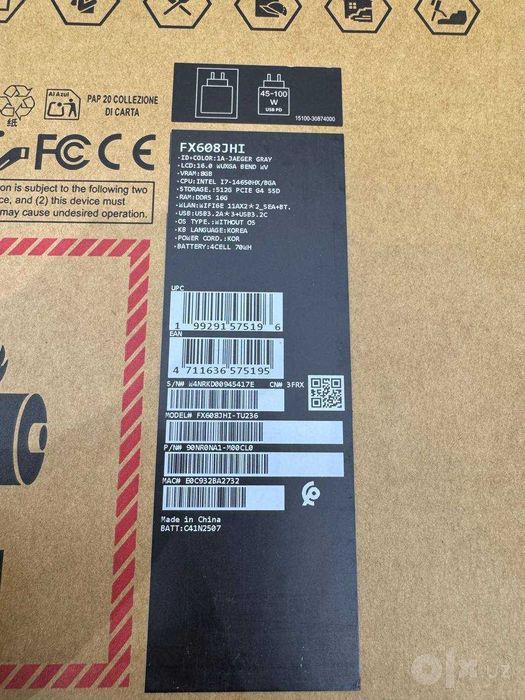 Noutbuk ASUS TUF Gaming F16 Intel Core i7 14650HX RTX*****GB