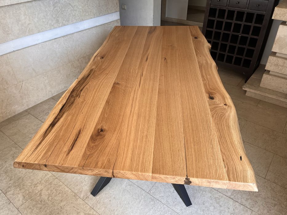 Трапезна маса от дъб с метални крака 160/85