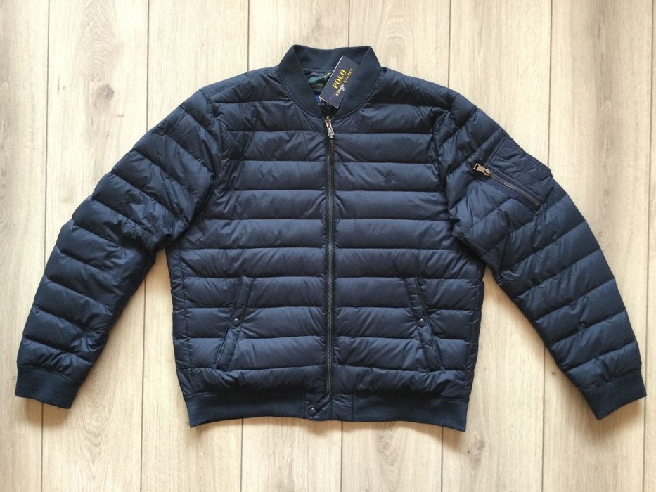 НОВО тъмно синьо пухено яке бомбър POLO RALPH LAUREN размер L от САЩ