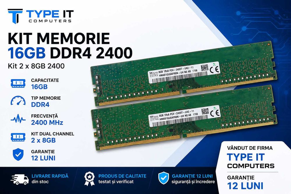 Memorie PC 16GB DDR4 2400 Calculator, 2 x 8GB DDR4 2400