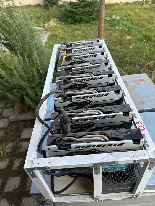 Mining RIG с 8 Карти GPU Sapphire RX570/580 4GB/8GB Карти