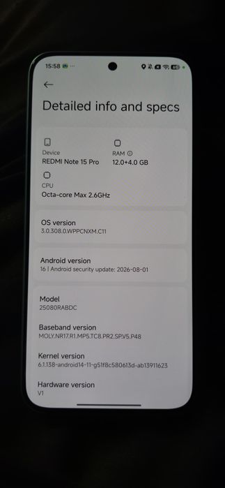 Redmi note 15 pro 12/256