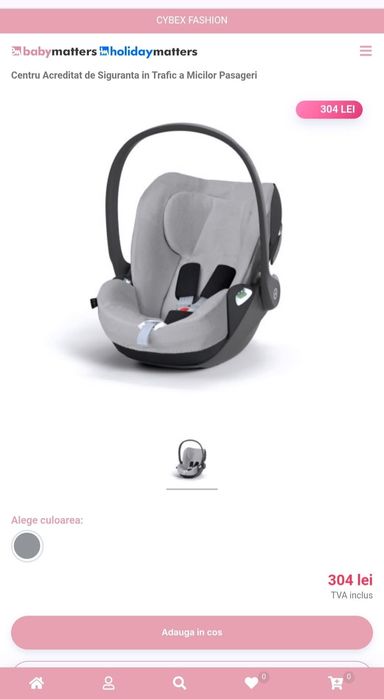 Scoică auto Cybex Platinum Cloud T i-Size pentru copii, 0-24 luni