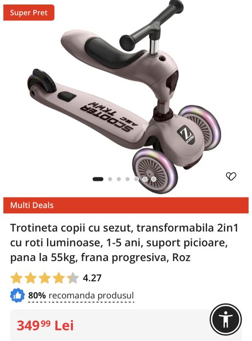 Trotineta copii 2 in 1