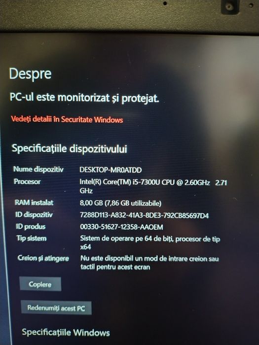 Laptop business i5 gen 7 Windows 10 pro activat