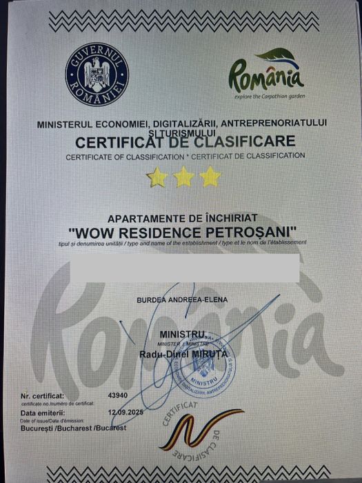 Cazare in Petrosani WOW RESIDENCE PETROSANI apartament regim hotelier