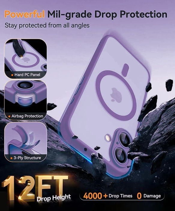 iPhone 16,17 всички модели MagSafe case с протектор за камерите 5цв