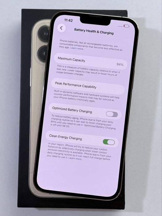 iPhone 13 ProMax Gold 94% battery