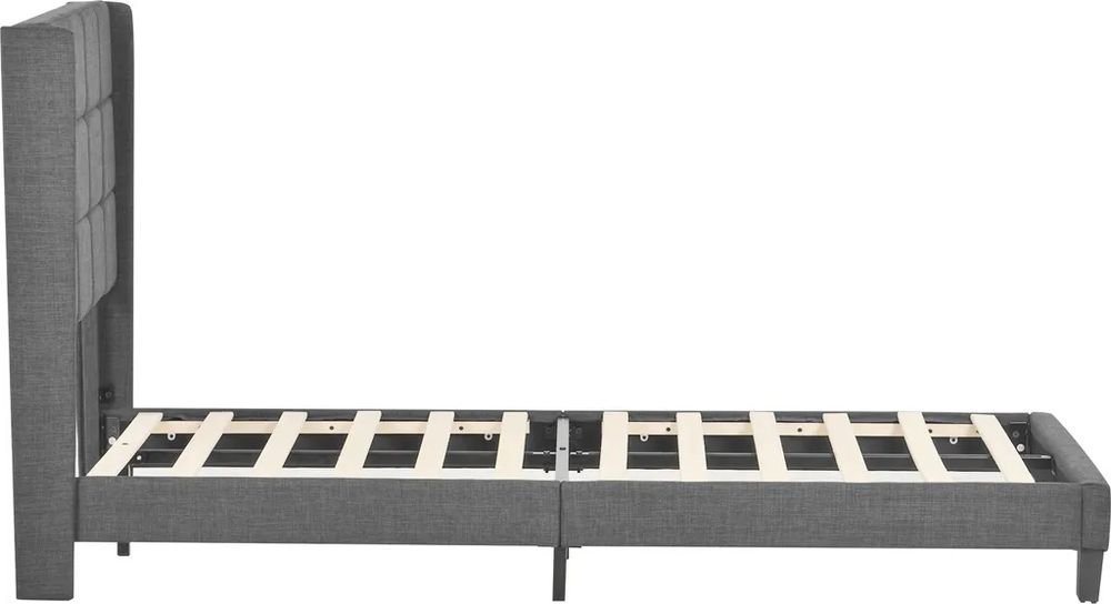 NOU Pat tapițat gri, 90/200cm