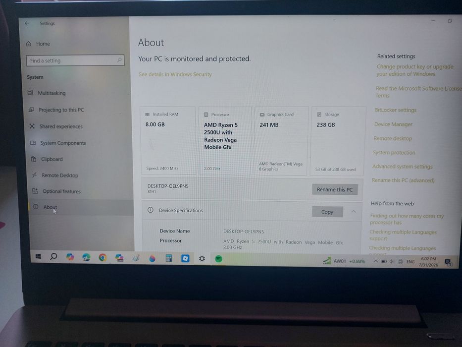 Lenovo IdeaPad 530S 14" – Ryzen 5 2500U / 8GB RAM / SSD 256GB – Stare foarte bună