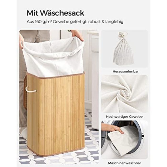 Кош за пране, бамбук, 72L SONGMICS