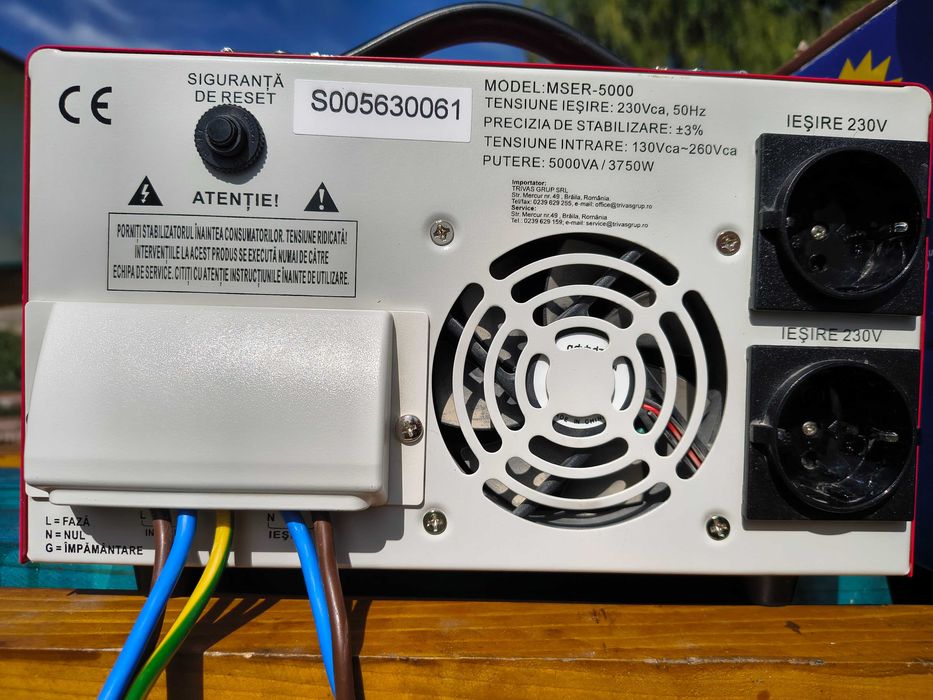 Stabilizator monofazic 5000VA / 3750W cu protectii