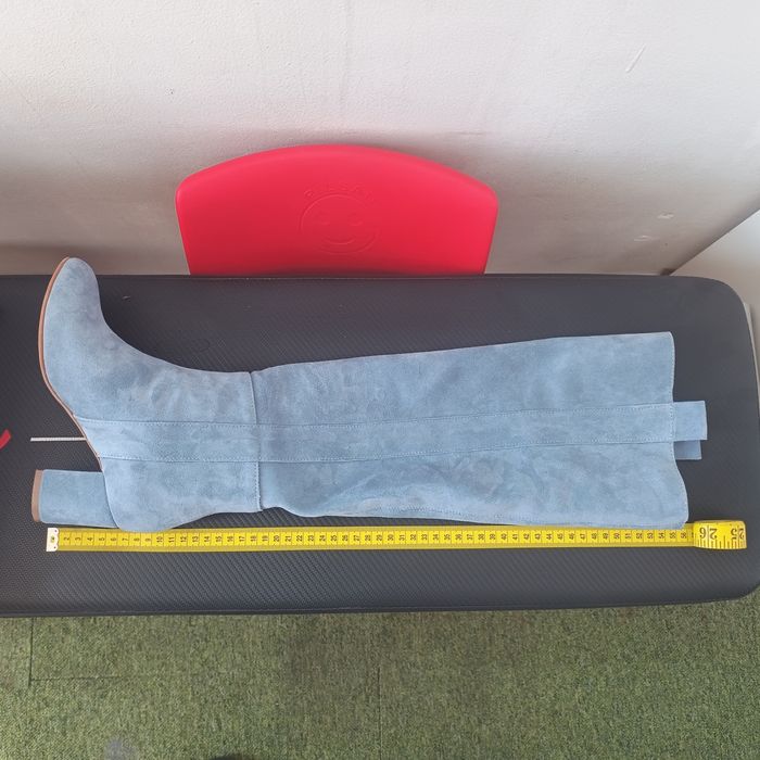 Cizme noi inalte piele intoarsa, bleu, 36