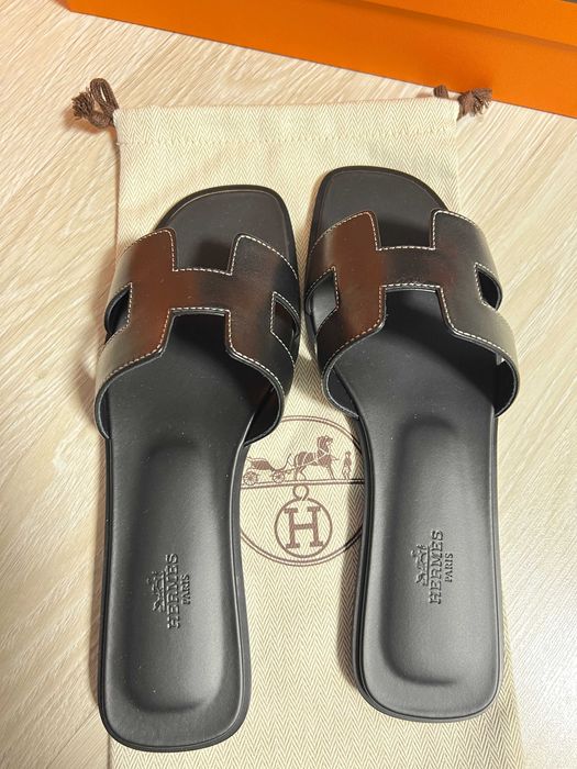 Hermes дамски кожени чехли