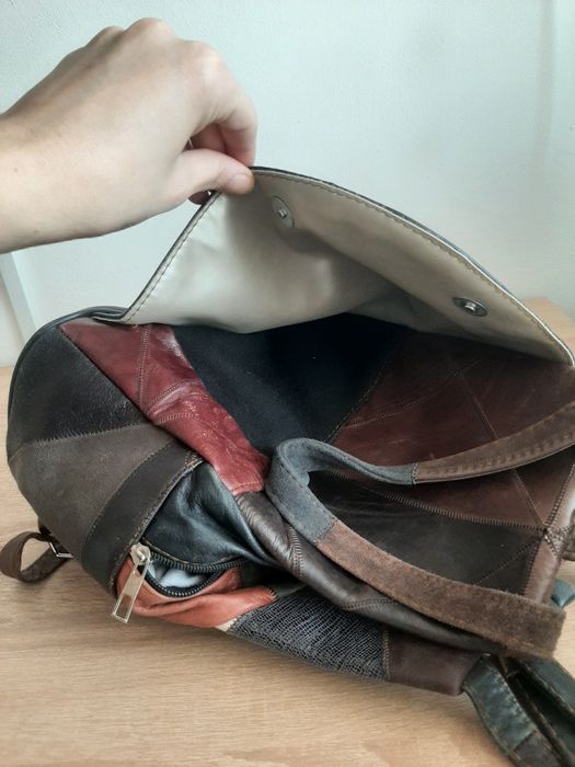 Rucsac / Geantă damă din piele naturală, model patchwork