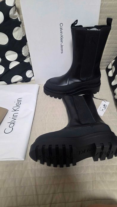 calvin klein ghete de piele cu platforma