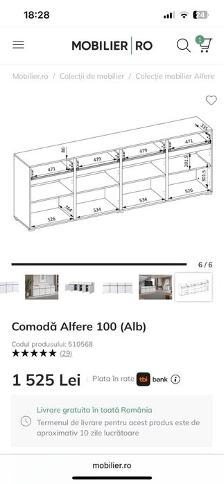 Comoda alfere alba , ca noua