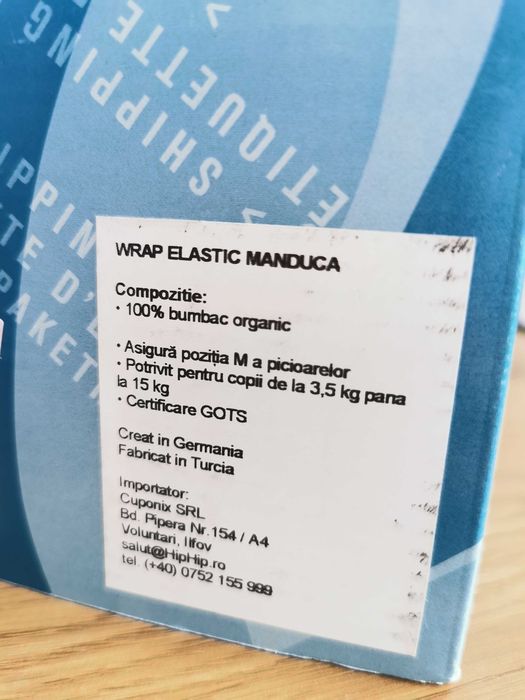 Fasa elastica bebe / copil de la 3.5kg pana la 15kg. Manduca. Fasa elastica / marsupiu bebe. Culoare teal