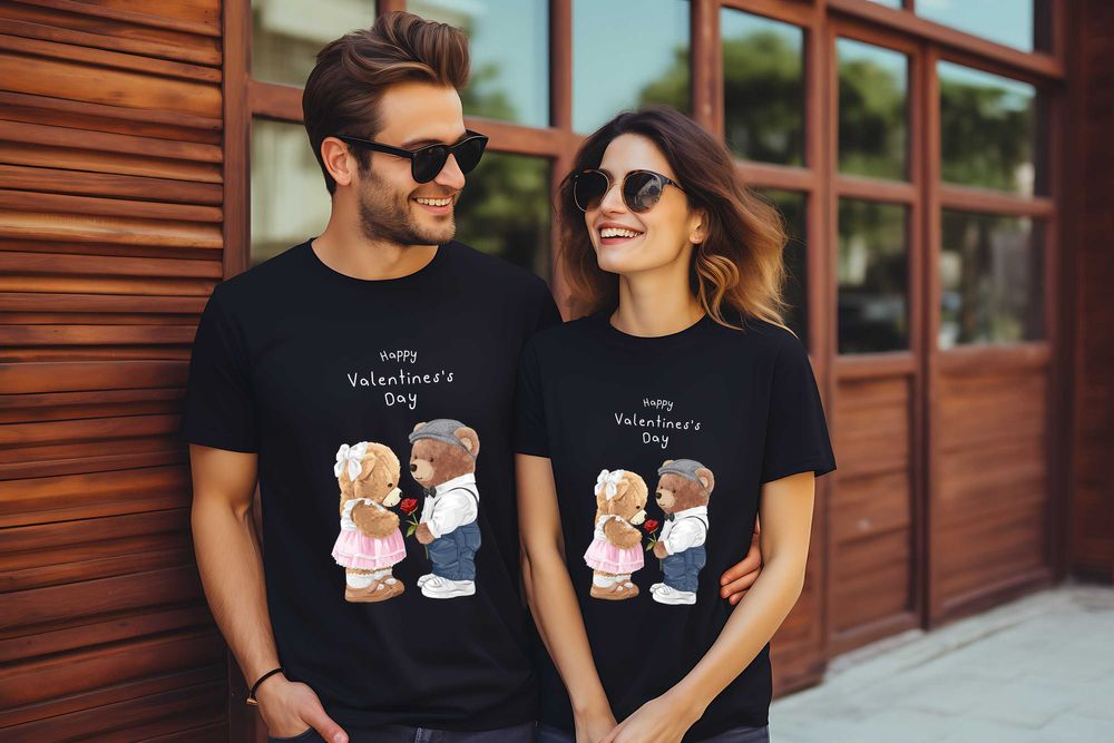 Тениски за двойки с Мечета. Забавни тениски за Влюбени, You and Me