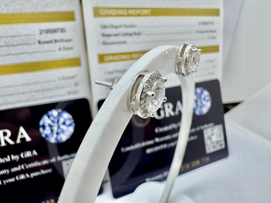 Сребърни обеци с мойсанит (Диамант) 1 карат