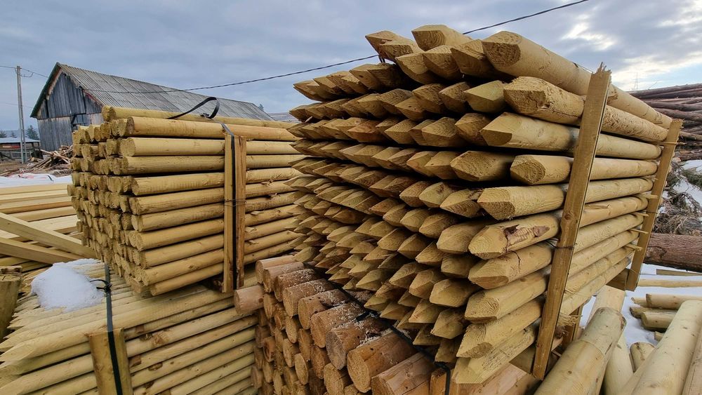 Stalp din lemn rotund ascutit diametru 10cm, L=2,0m natur sau tratat!