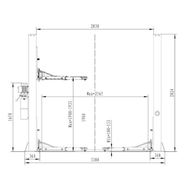 Двуколонен подемник с долна синхронизация модел OSAKA L-2-40D3+