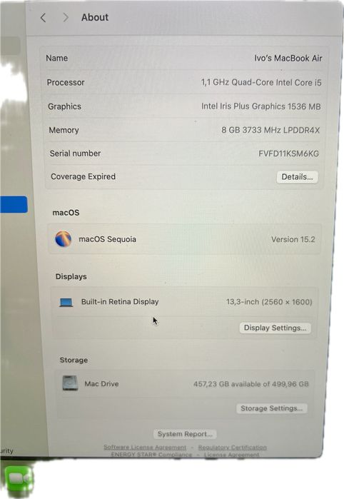 Apple Macbook Air 13” Intel 2020